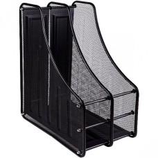 Лоток «Сітка» вертикальний металевий на 2 відділення чорний