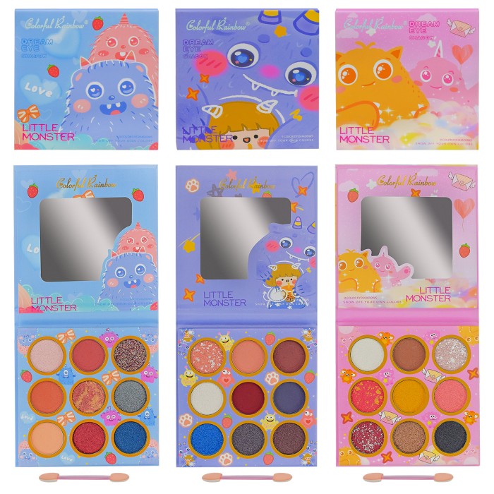 Дитяча косметика: палітра тіней та аплікатор, в асортименті, у коробці 10х13 см