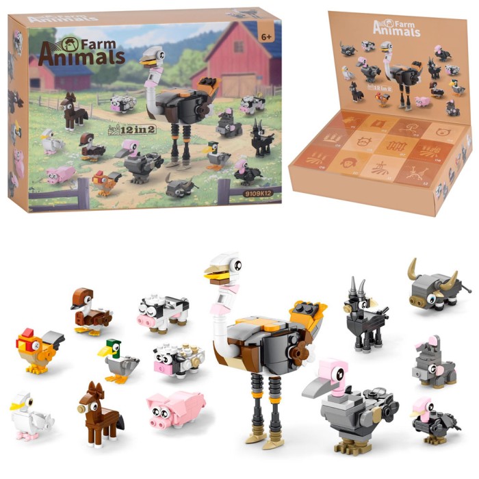 Адвент-календар-конструктор «Домашня тварина» 2 в 1: набір домашніх тварин 12 в 2, у коробці 24,5х18,5х5 см.