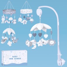 Карусель на ліжечко з заводним механізмом, музикою, підвісками, на батарейці, в асортименті, у коробці 35,5х20х8 см.