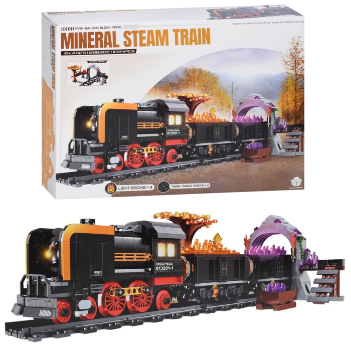 Конструктор «Залізниця» на 1054 деталі зі світлом та магнітними кріпленнями, на батарейці, у коробці 45х32х8 см