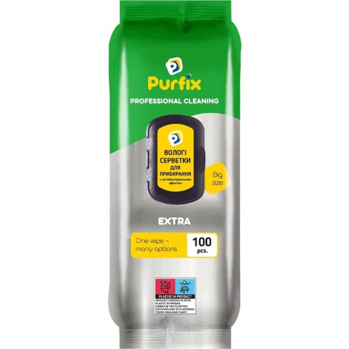 Серветки вологі господарські для прибирання «EXTRA» 100 шт, TM Purfix