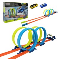 Трек 170х21х27 см зі світлом, звуком та 2 машинками по 7 см, на батарейці, у коробці 54х7х32 см