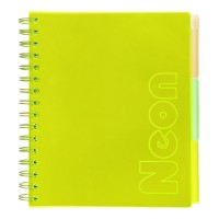 Зошит з роздільниками «NEON» В5 на 120 аркушів у клітинку з пластиковою обкладинкою на спіралі збоку, жовтий, ТМ Buromax