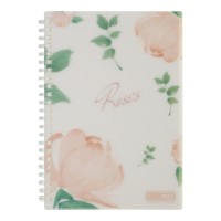 Блокнот «RAMIRA ARABESKI» А5 на 80 аркушів у клітинку з пластиковою обкладинкою та спірллю збоку, кораловий, TM Buromax