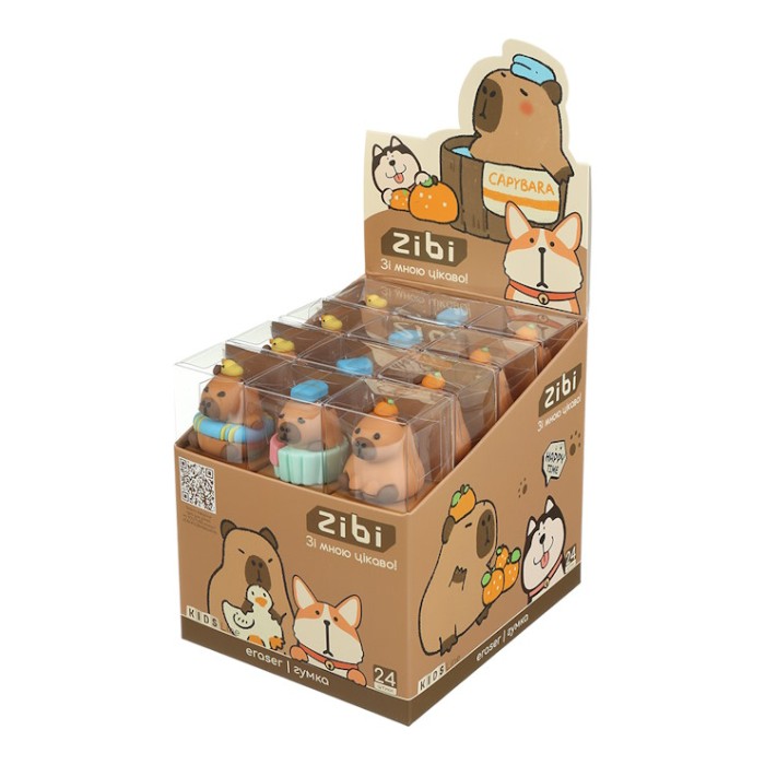 Гумка «Веселі тварини. Капібара» 4х3 см, в асортименті, ТМ ZiBi