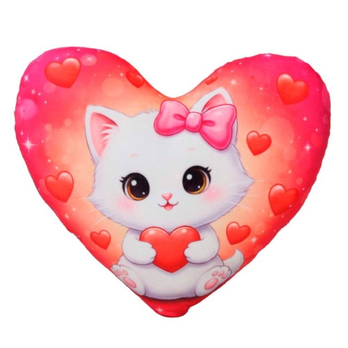 М`яка іграшка-подушка «Серце. Кіт» 30х35 см, ПП Копиця