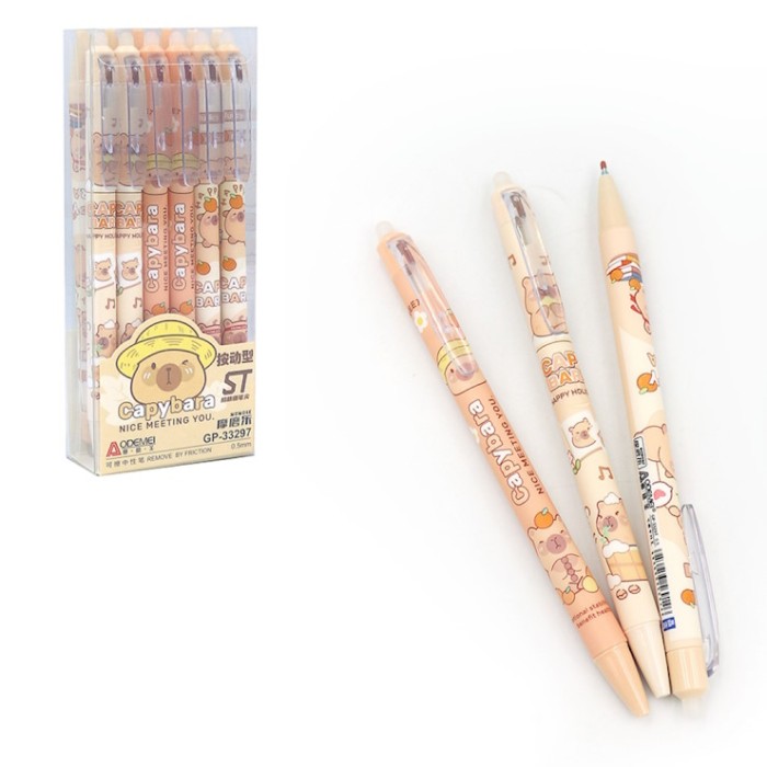 Ручка «Капібара» пиши-стирай 0,5 мм автоматична, синя, в асортименті, ТМ Aodemei