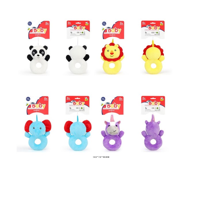 Брязкальце 25 см м'яке зі звуком, в асортименті, на планшетці 14х7х30 см