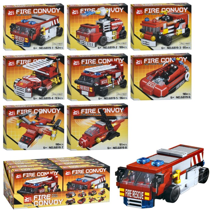 Конструктор «Пожежний транспорт» від 90 деталей, в асортименті, по 8 шт у дисплеї 39х14,5х17,5 см