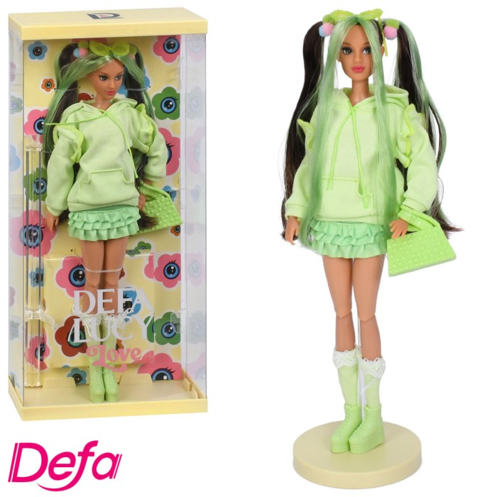 Лялька «DEFA» 29 см шарнірна з сумкою та підставкою, у коробці 16х33х6,5 см