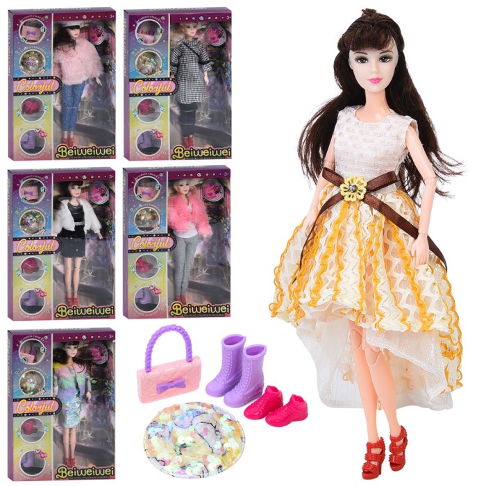 Лялька 30 см шарнірна з капелюхом, взуттям та сумкою, в асортименті, у коробці 22х32,5х6 см