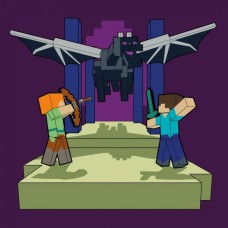 Картина за номерами «Майнкрафт. Стів та Алекс бій з драконом» 25х25 см, ТМ SANTI