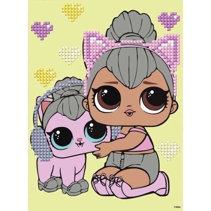 Набір з алмазною мозаїкою з частковою викладкою «L.O.L. Surprise! Kitty Queen з Kitty Kitty» 15х20 см, ТМ Ідейка