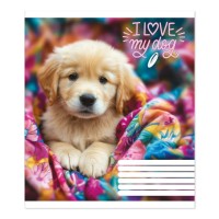 Зошит на 24 аркуші у лінію «Люблю свого пса», № 0366, Пір'їнка