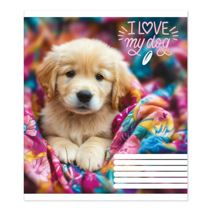 Зошит на 24 аркуші у лінію «Люблю свого пса», № 0366, Пір'їнка