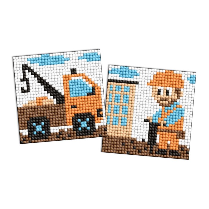 Набір з алмазною мозаїкою на клейкій основі «Професії. Будівельник» з 2 сюжетів 9х9 см, ТМ Ідейка