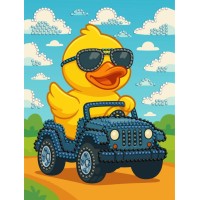 Набір з алмазною мозаїкою з частковою викладкою «Качка на машині» 15х20 см, ТМ Ідейка