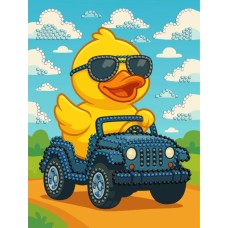 Набір з алмазною мозаїкою з частковою викладкою «Качка на машині» 15х20 см, ТМ Ідейка
