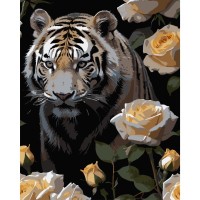 Картина за номерами «Тигр у трояндах» 40х50 см, ТМ Strateg
