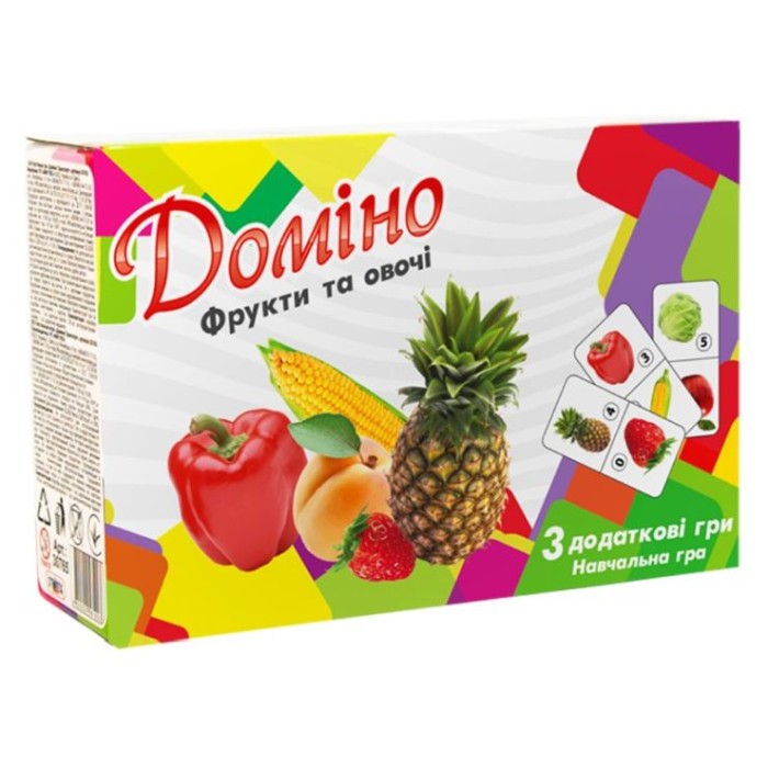 Гра настільна «Доміно. Фрукти та овочі» на 28 карток, у коробці 17,5х6х12 см, ТМ Strateg