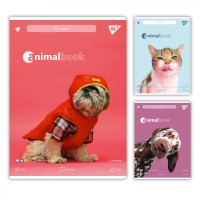 Канцелярська книга А4 «Animalbook» на 48 аркушів у клітинку з ламінованою обкладинкою, в асортименті, ТМ YES