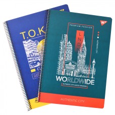 Канцелярська книга «Dream place» на 80 аркушів у клітинку з ламінованою обкладинкою на спіралі збоку, в асортименті, ТМ Yes