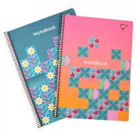 Канцелярська книга «Simple flowers» на 80 аркушів у клітинку з ламінованою обкладинкою на спіралі збоку, в асортименті, ТМ Yes