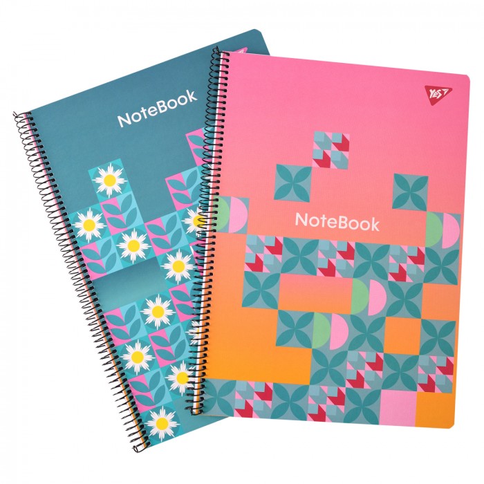 Канцелярська книга «Simple flowers» на 80 аркушів у клітинку з ламінованою обкладинкою на спіралі збоку, в асортименті, ТМ Yes