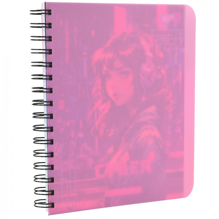 Зошит з роздільниками «Cyber girl» А5 на 144 аркуші у клітинку з пластиковою обкладинкою на спіралі збоку, ТМ Yes