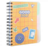 Блокнот з роздільниками «Good job» В6 на 144 аркуші у клітинку з пластиковою обкладинкою на спіралі збоку, ТМ Yes