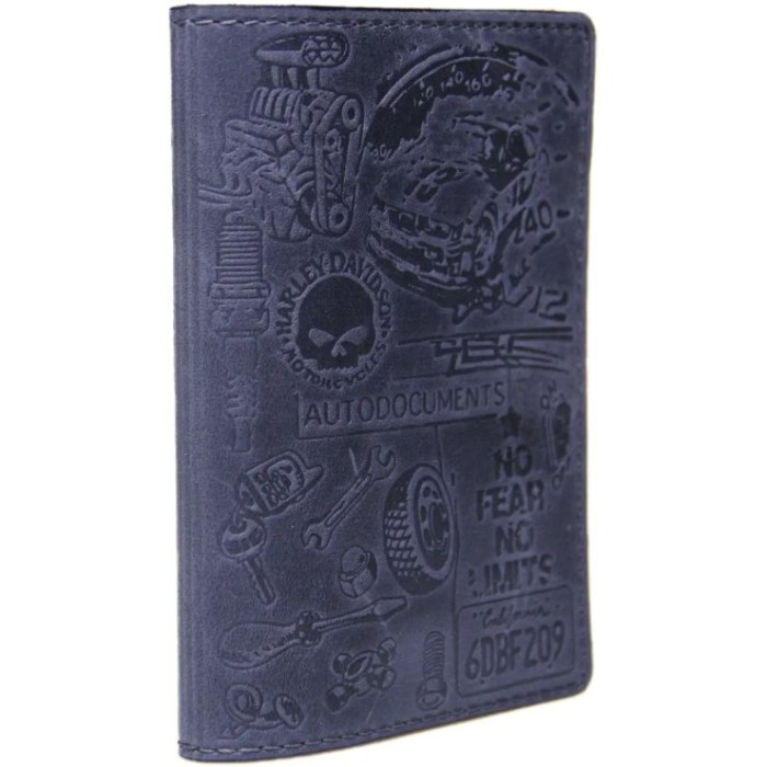 Обкладинка на автодокументи 13х9,5 см зі шкіри на 11 кишеньок, синя, Paul Jacobs