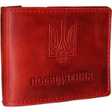 Обкладинка на посвідчення 10,5х8 см зі шкіри, червона