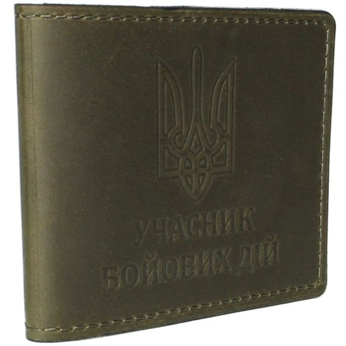 Обкладинка на посвідчення УБД 10,5х8 см зі шкіри, хакі