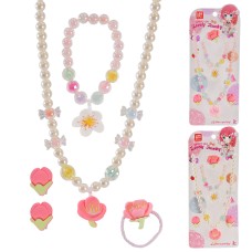 Набір прикрас: намисто, браслет, гумка, кліпси, в асортименті, у пакеті 9х1,5х22 см
