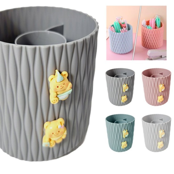 Підставка для ручок «Ведмедики» 11х12 см пластикова на 4 відділення, обертаєтться, в асортименті, ТМ Leader