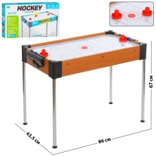 Настільна гра «Аерохокей» 86х43,5х67 см дерев'яний на ніжках з 2 ручками та шайбою, на батарейці, у коробці 81,5х44х10,5 см.