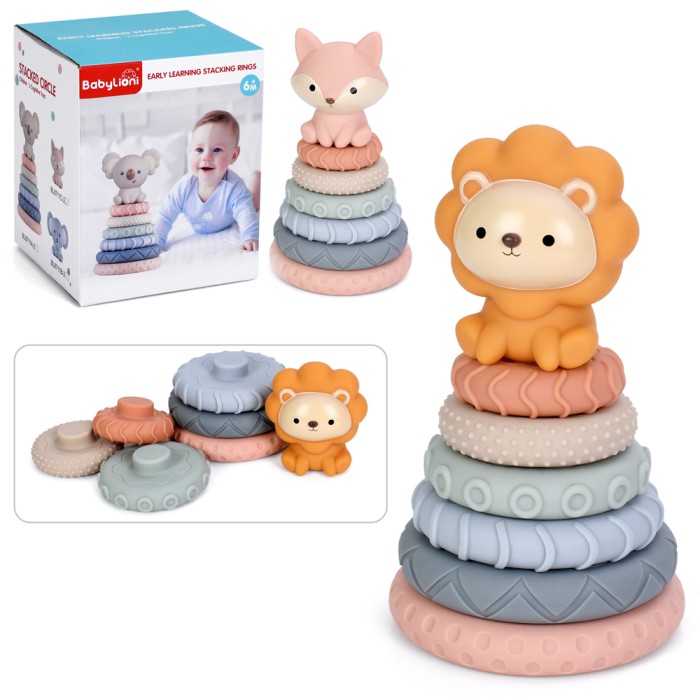 Пірамідка 17 на 6 кілець, м'яка, в асортименті, у коробці 10,5х12,5х10,5 см