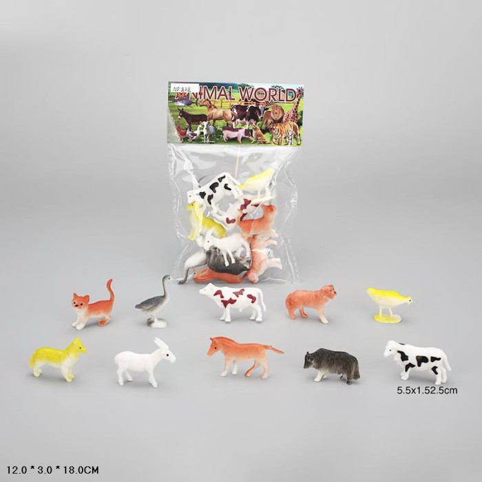 Набір домашніх тварин з 10 фігурок, у пакеті 12х3х18 см