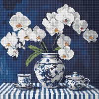 Набір з алмазною мозаїкою «Орхідея в порцеляні» 40х40 см, ТМ Ідейка