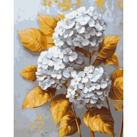 Картина за номерами «Золота гортензія» 40х50 см з фарбами металік extra, ТМ Ідейка