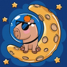 Картина за номерами «Капібара на місяці» 30х30 см, ТМ Ідейка