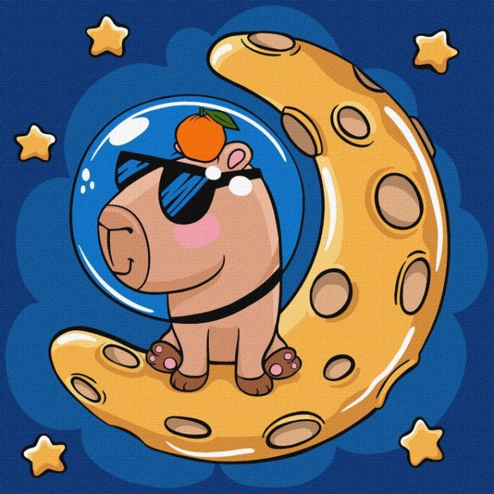 Картина за номерами «Капібара на місяці» 30х30 см, ТМ Ідейка