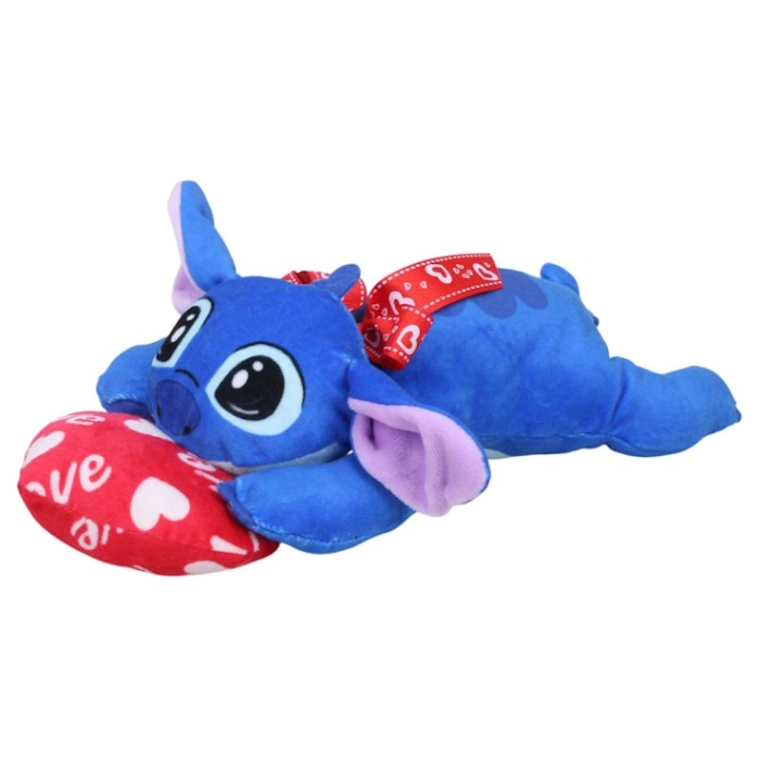 М`яка іграшка-подушка «Стіч з серцем» 18 см синя, ПП Копиця
