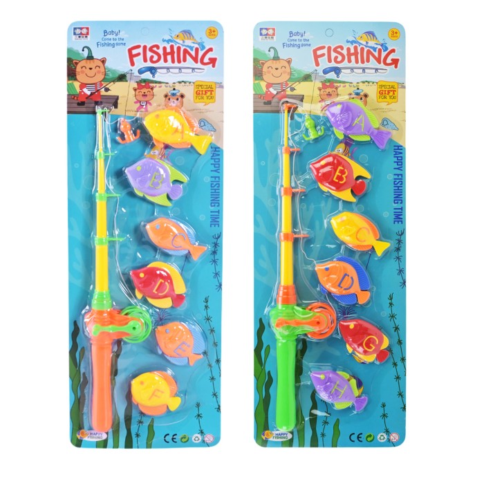 Риболовля: вудка, рибки та сачок, в асортименті, на планшетці 19х5х53 см