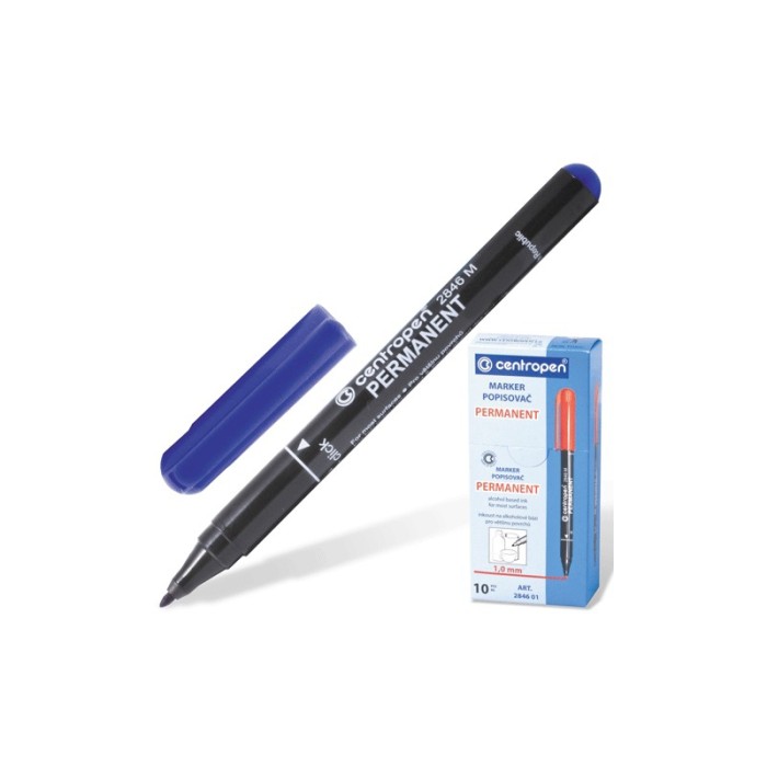 Маркер перманентний круглий тонкий 1 мм, синій, ТМ Centropen