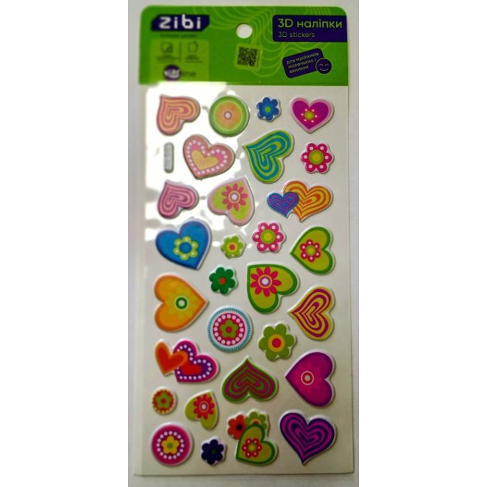 Наліпки «Сердечка 3D» 18х9,5 см, KIDS Line