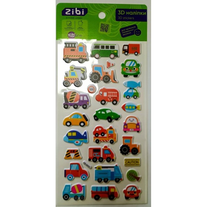 Наліпки «Робочі автівочки 3D» 18х9,5 см, KIDS Line