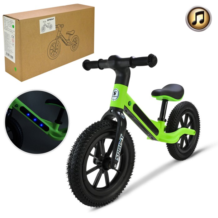 Велобіг з рамою з нейлонового скловолокна та надувними колесами, у коробці