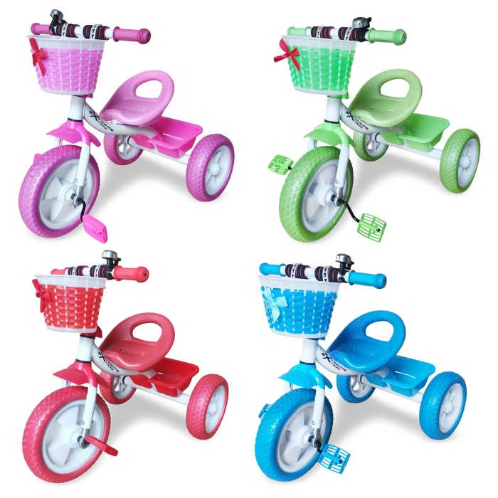 Велосипед 3-колісний з колесами 10 та 8 дюймів та кошиком, в асортименті